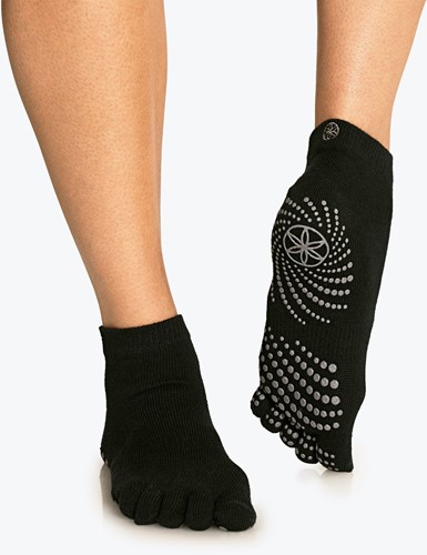 Gaiam Grippy Yoga Socks - Anti-Slip Yogasokken - Zwart/Grijs-2