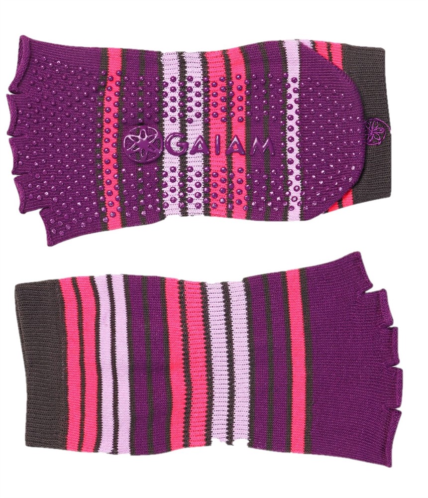 Gaiam Grippy Toeless Yoga Socks - Anti-slip Yogasokken - Roze / Paars