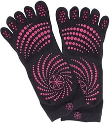 Gaiam Grippy Yoga Socks - Anti-Slip Yogasokken - Zwart/Roze