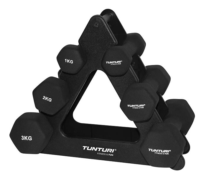 Tunturi Neopreen Dumbellset + Standaard