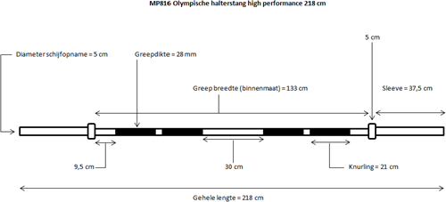 Muscle Power Olympische Halterstang 218 cm - High Performance