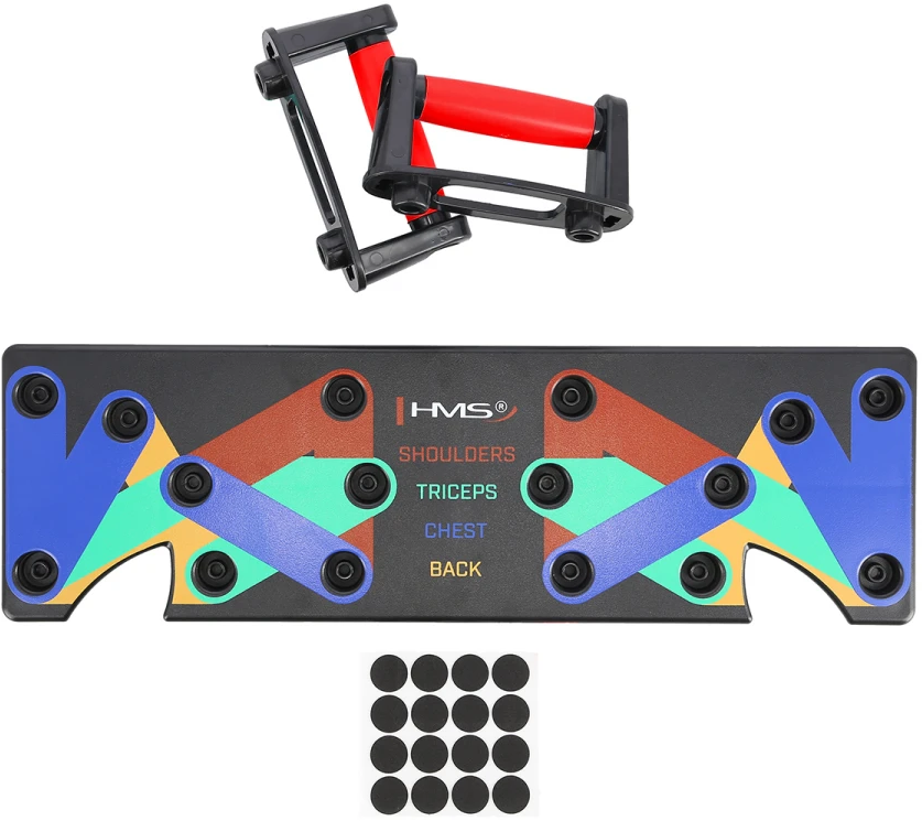 HMS 10-in-1 Push Up Board inclusief Opdruksteunen - Rood