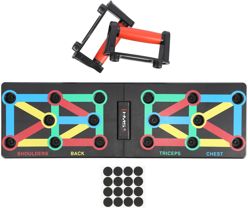 HMS 12-in-1 Push Up Board inclusief Opdruksteunen - Rood