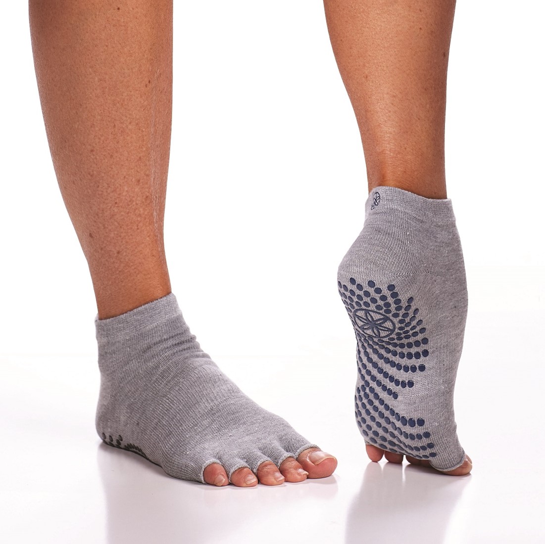 Gaiam Grippy Toeless Yoga Socks - Anti-slip Yogasokken - 2-Pack - Indigo / | Fitnessapparaat.nl