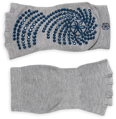 Gaiam Grippy Toeless Yoga Socks - Anti-Slip Yogasokken - 2-Pack - Grijs/Indigo/Zwart-3