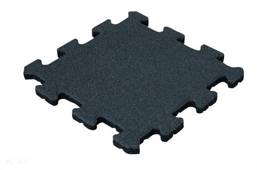 Rubber Tegel - Middenstuk - Puzzelsysteem - 50 x 50 x 5 cm - Zwart