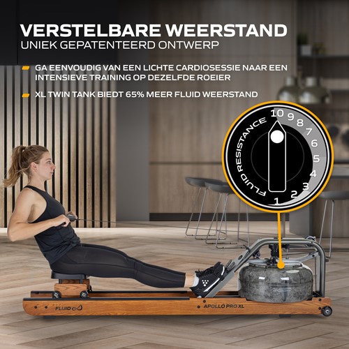 Fluid Rower Apollo Pro XL Roeitrainer - weerstand
