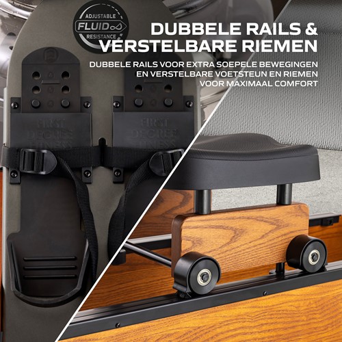 Fluid Rower Apollo Pro XL Roeitrainer - dubbele rails