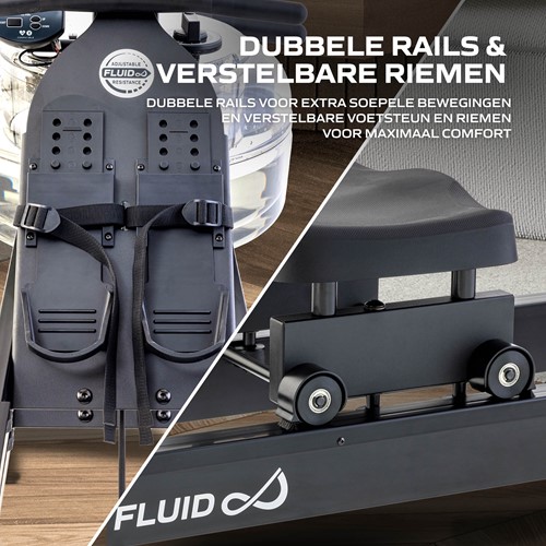 Fluid Rower Neon Pro XL Roeitrainer - Rails