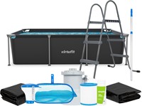 VirtuFit Rechthoekig Zwembad - 260 x 180 x 66 cm - Antraciet - Compleet Pakket
