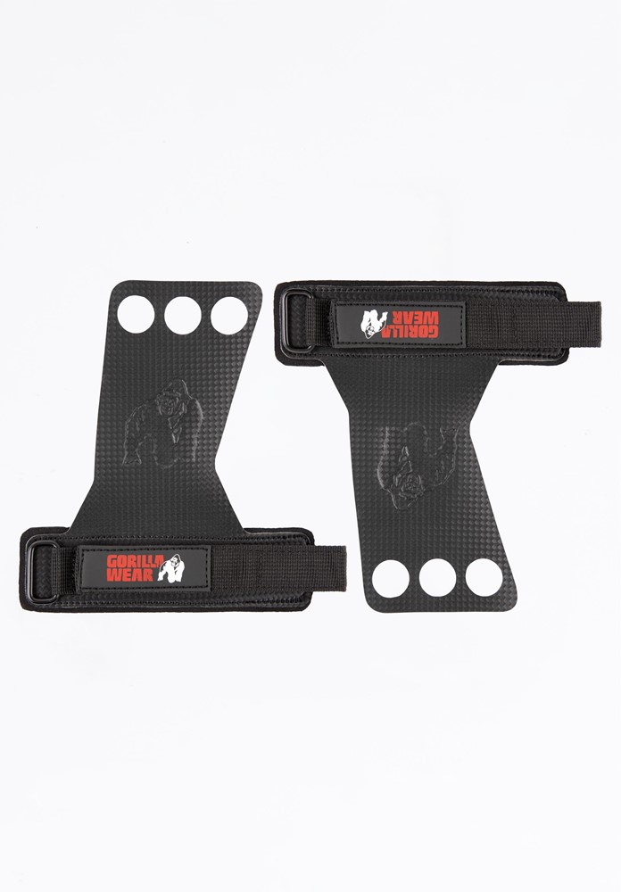 Gorilla Wear 3-Hole Carbon Lifting Grips - Zwart - S