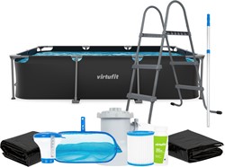 VirtuFit Rechthoekig Zwembad - 300 x 210 x 66 cm - Compleet Pakket - Antraciet