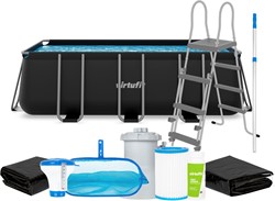 VirtuFit Rechthoekig Zwembad 400 x 200 x 122 cm - Antraciet - Compleet Pakket