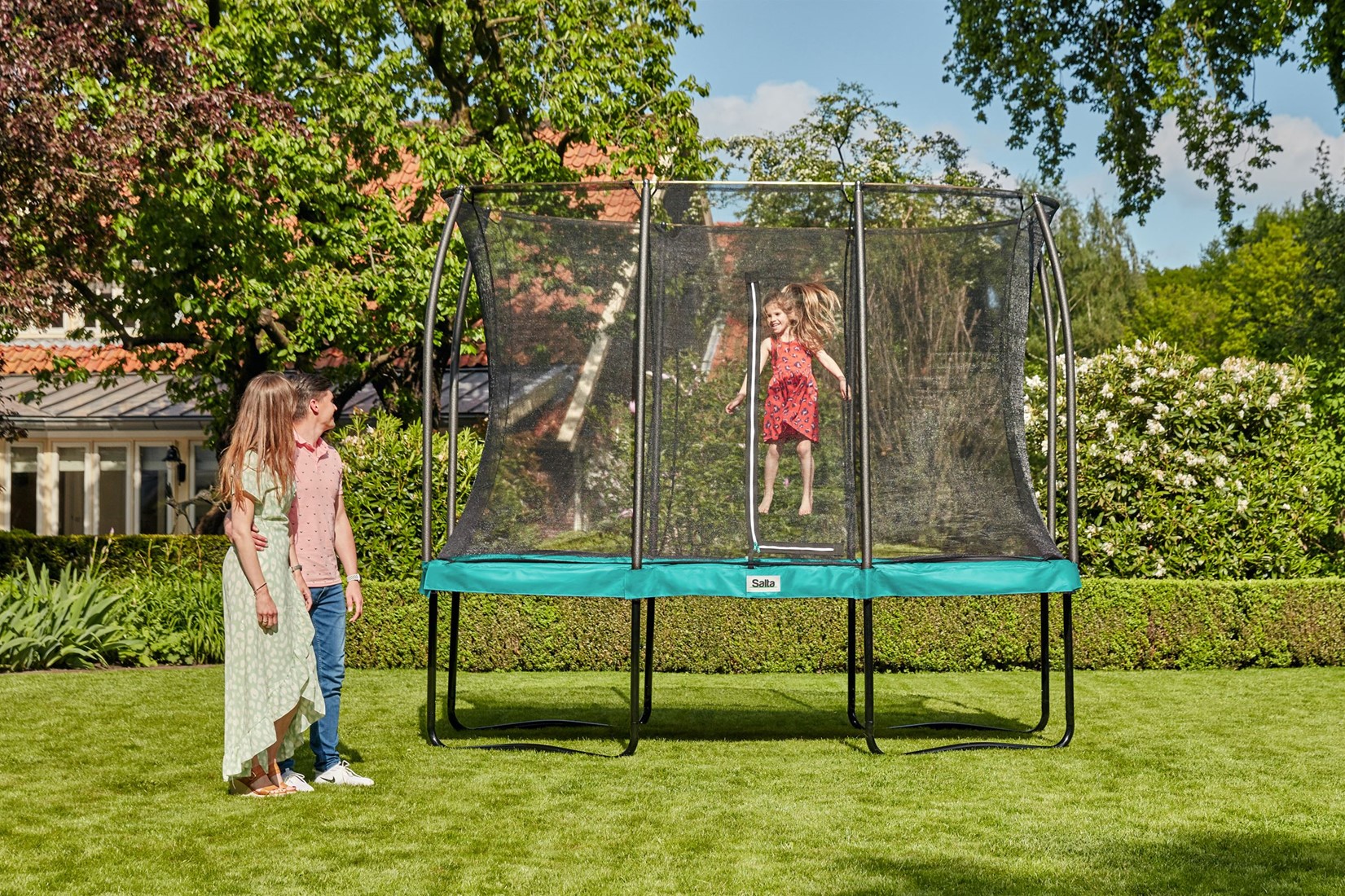 Diagnostiseren Binnen ontvangen Salta Comfort Edition Trampoline met Veiligheidsnet - 366 x 244 cm - Groen  | Fitnessapparaat.nl