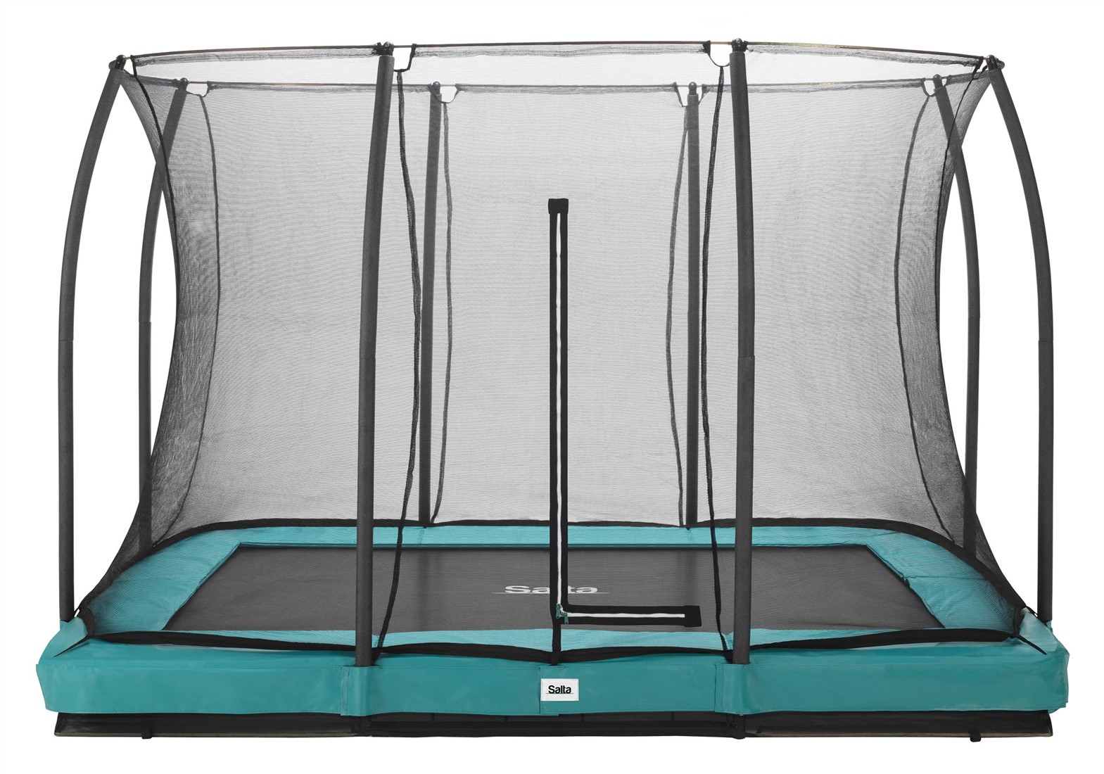 kapperszaak som Kosten Salta - Comfort Edition Ground Trampoline met Veiligheidsnet - 305 x 214 cm  - Groen | Fitnessapparaat.nl