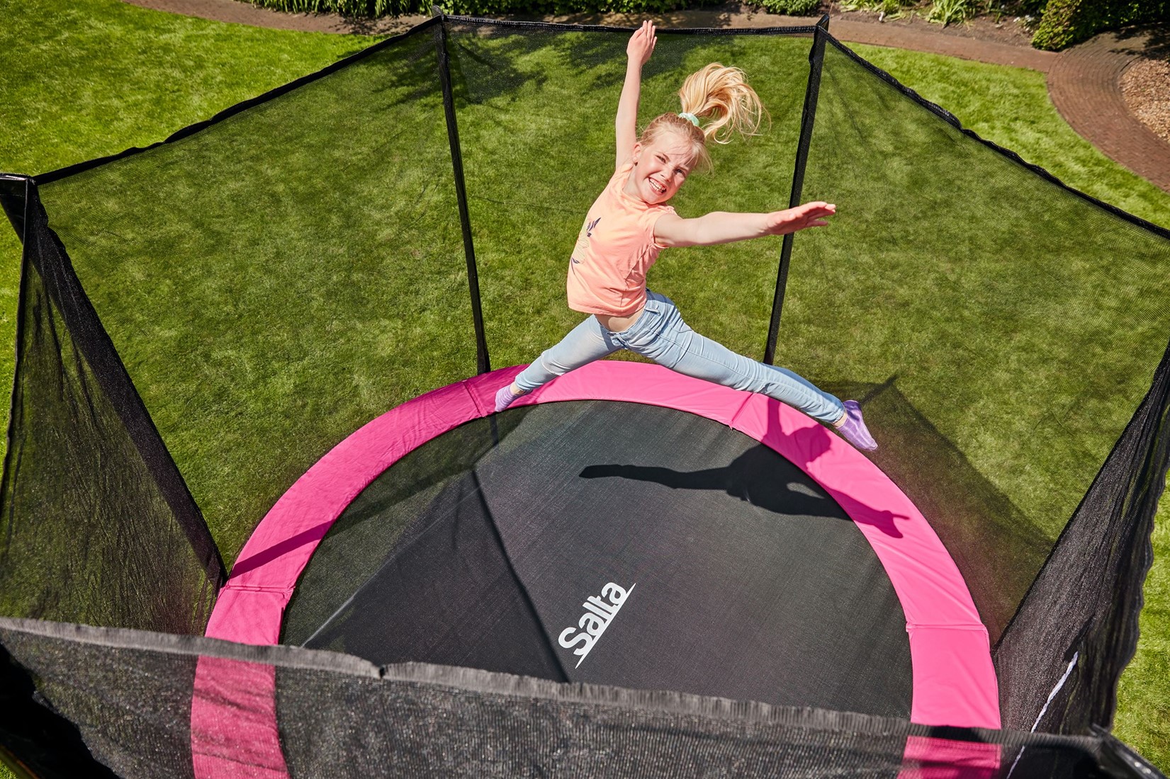 handig Sovjet ik wil Salta Combo Trampoline met Veiligheidsnet - 183 cm - Roze |  Fitnessapparaat.nl