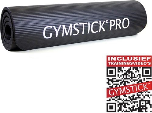 Gymstick NBR Fitnessmat Pro - 160 x 40 x 1 cm -  Zwart - Met Online Trainingsvideo's