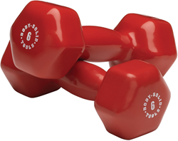 fitnessapparaat.nl Body-Solid Vinyl Dumbbells - 6 lb/2.72 kg - Rood aanbieding