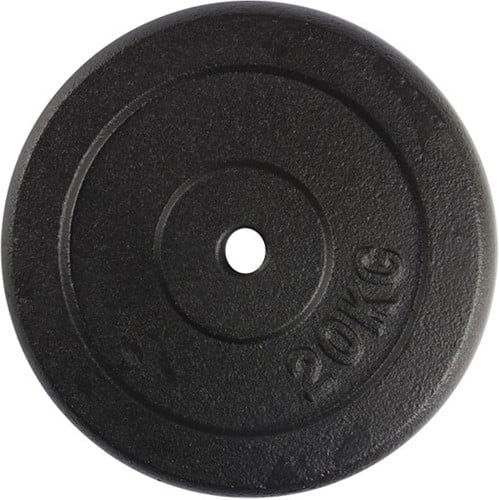 VirtuFit Gietijzeren Halterschijf - Halter gewicht - 30 mm - 20 kg - Zwart