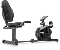 Schuin achteraanzicht van de ergonomische VirtuFit RB100 Recumbent Bike ligfiets hometrainer in het zwart