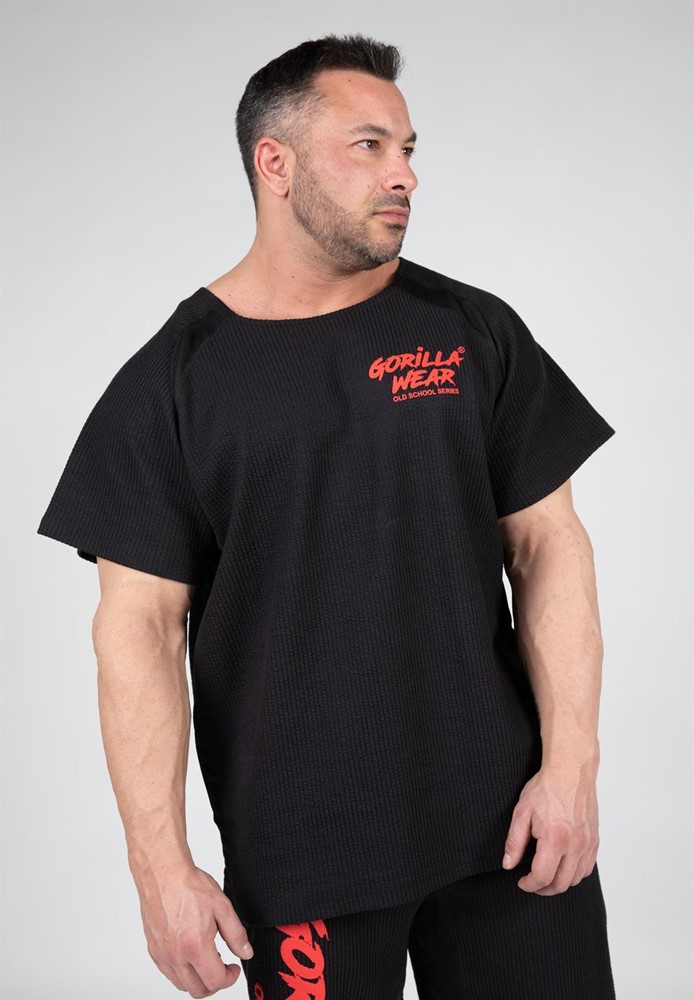 Gorilla Wear Augustine Old School Work Out Top - Zwart/Rood - L/XL