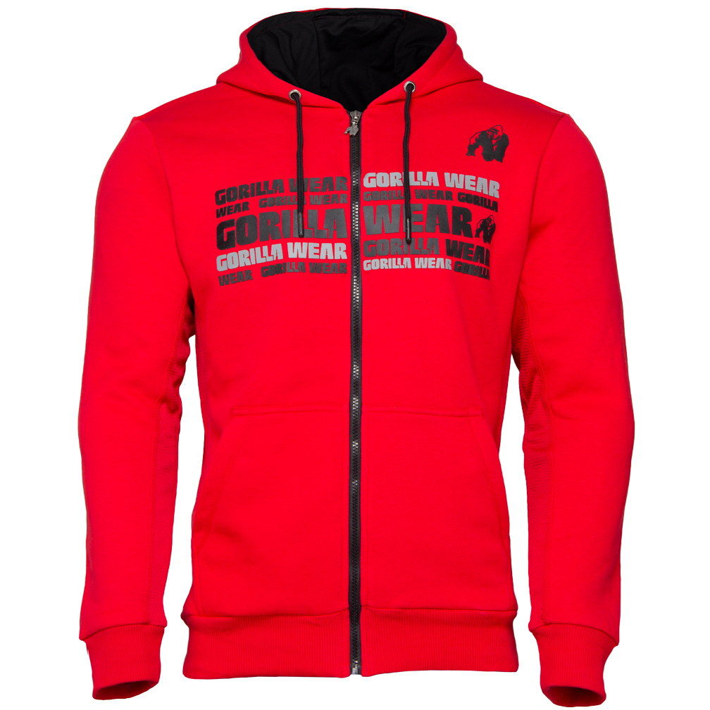 Gorilla Wear Bowie Mesh Zipped Hoodie Red gorilla wear kopen in de aanbieding