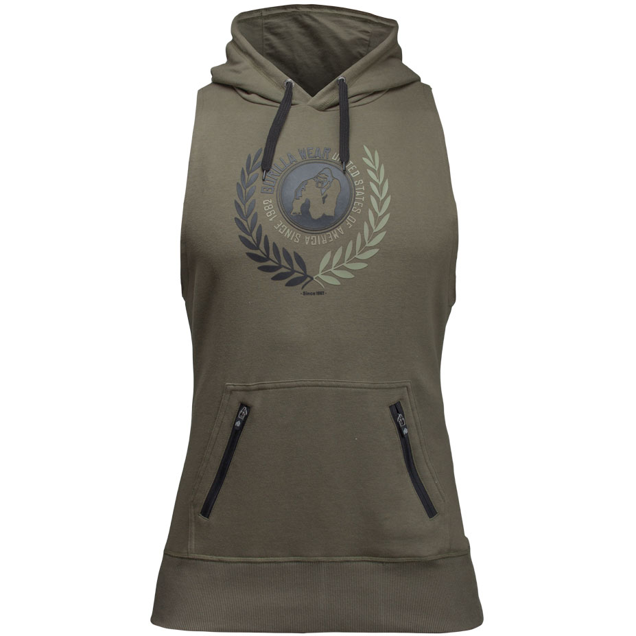 Gorilla Wear Manti Sleeveless Hoodie Army Green 4Xl gorilla wear kopen in de aanbieding