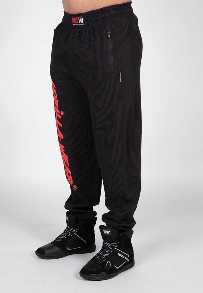 Gorilla Wear Augustine Old School Trainingsbroek - Zwart/Rood - 4XL/5XL