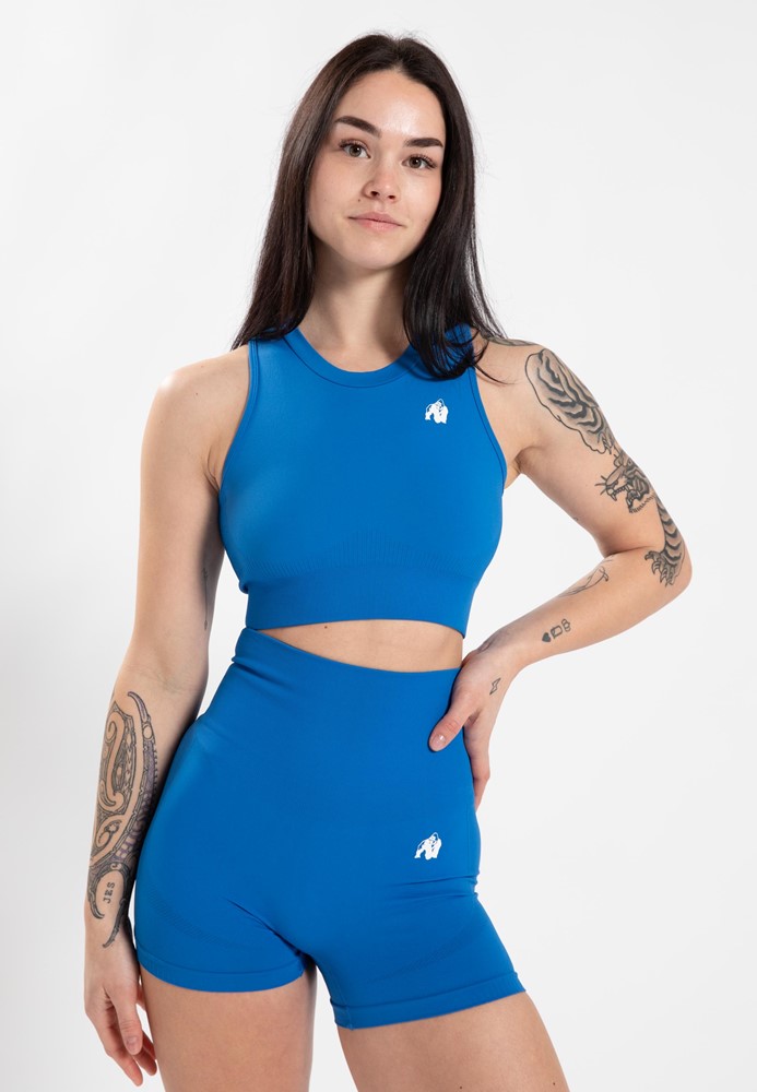 Gorilla Wear Olivia Seamless Crop Top - Blauw - XS/S