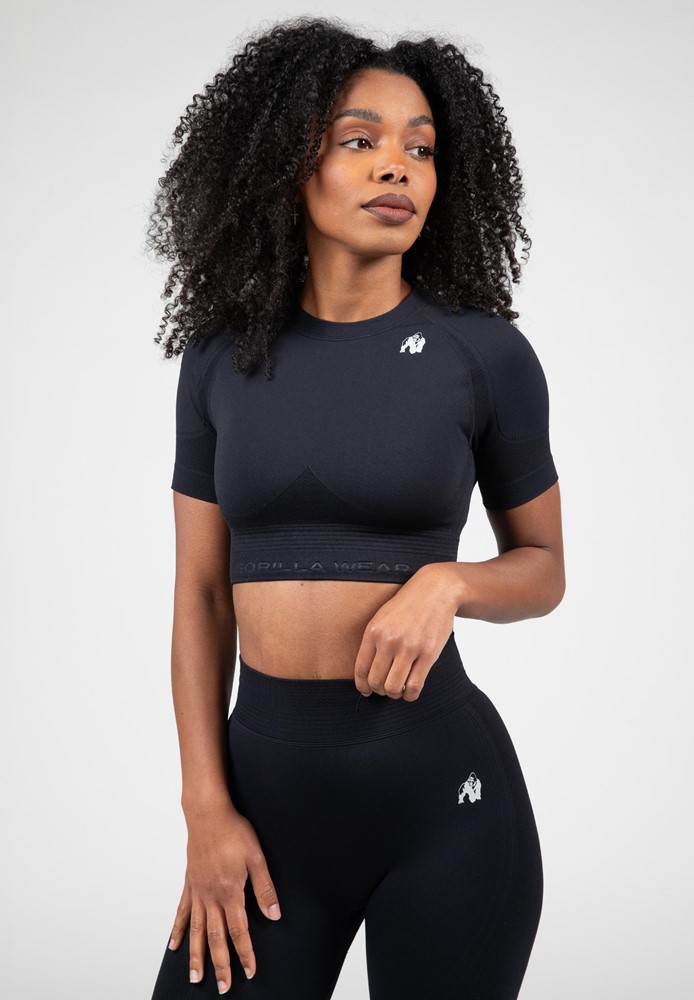 Gorilla Wear Whitney Seamless Crop Top - Zwart - L/XL