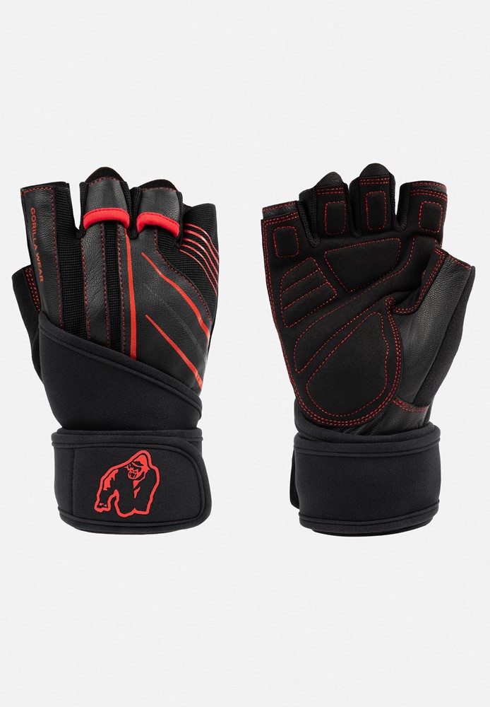 Gorilla Wear Dallas Wrist Wrap Handschoenen 2.0 - Zwart/Rood - M