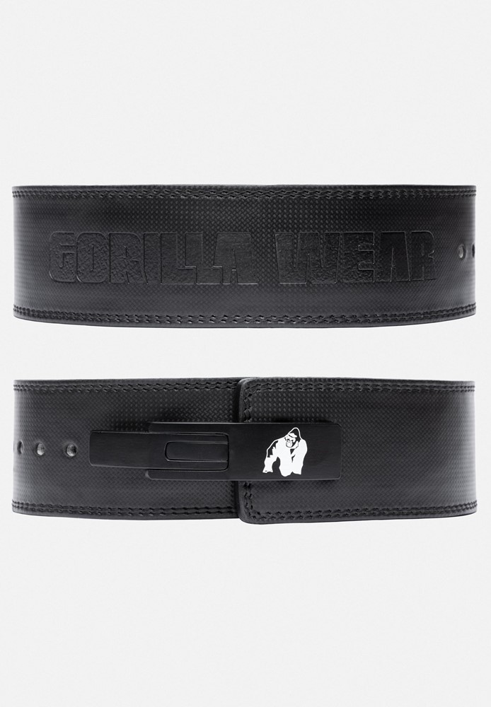 Gorilla Wear Halterriem - 4 Inch Carbon Leren Lever Belt - Zwart - XL