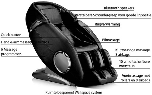 TotalSeat Massagestoel Palma - Zwart-2