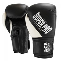 Super Pro Combat Gear Ace (Kick)Bokshandschoenen - Zwart/Wit - 8 oz