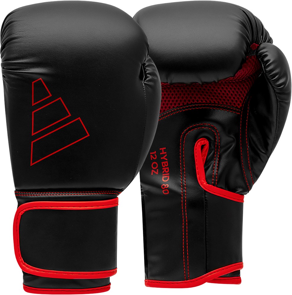 Adidas Bokshandschoenen Hybrid 80 - Zwart/Rood - 14 oz