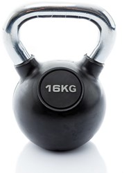 fitnessapparaat.nl Muscle Power Rubberen Kettlebell - Zwart - 16 kg aanbieding