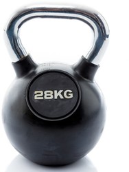 fitnessapparaat.nl Muscle Power Rubberen Kettlebell - Zwart - 28 kg aanbieding