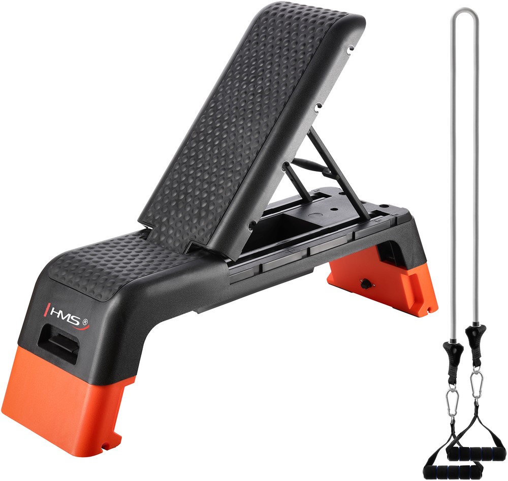 HMS Verstelbare Fitness Step Pro - Aerobic Stepper - Zwart/Oranje