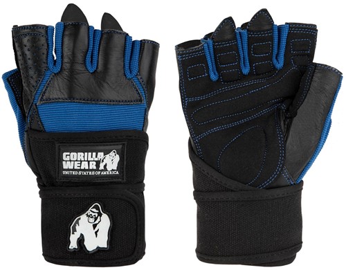 Gorilla Wear Dallas Wrist Wrap Handschoenen - Fitness Handschoenen - Zwart / Blauw