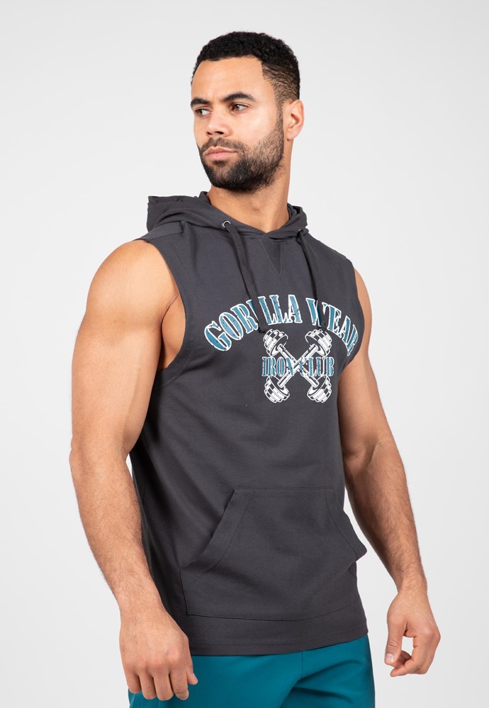 Gorilla Wear Chico Mouwloos T-shirt met Capuchon - Donkergrijs - 3XL
