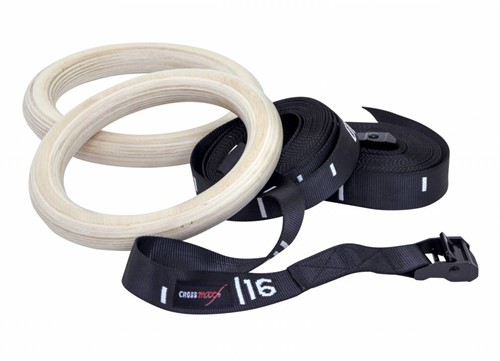 Lifemaxx Crossmaxx Houten Crossfit Ringen - Inclusief Straps