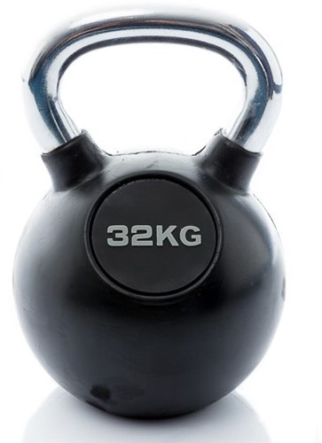 Muscle Power Rubberen Kettlebell - Zwart - 32 kg