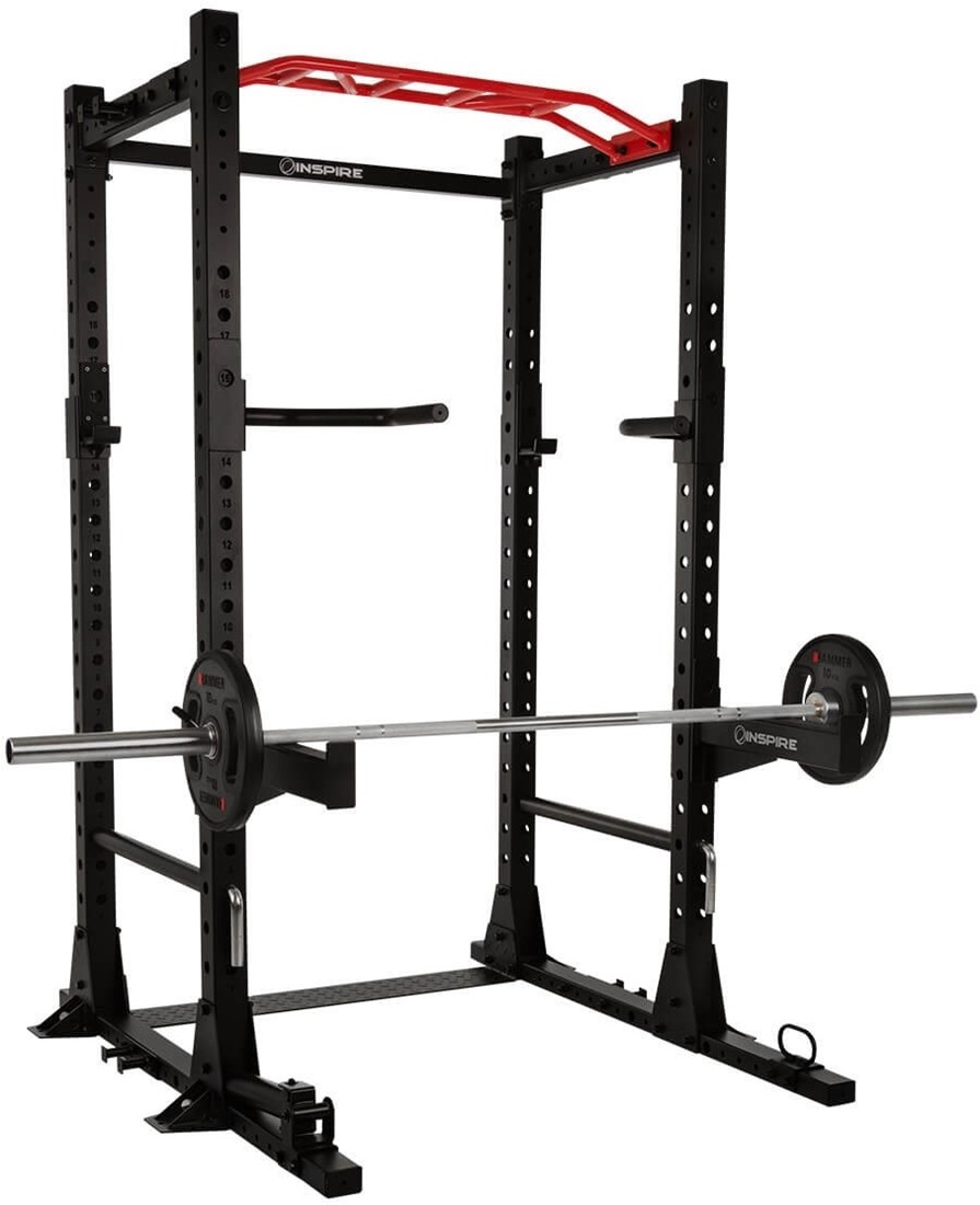  Fitness Reality Squat Rack Power Cage with J-Hooks, Landmine  360° Swivel, Weight Plate Storage Attachment and Power Band Pegs grey :  Sports & Outdoors