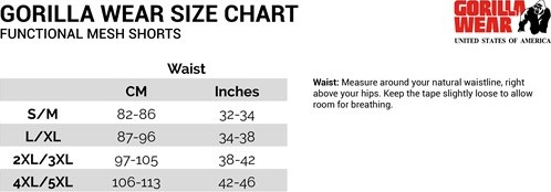 GW Mesh Short Maattabel