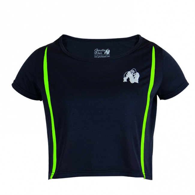 Gorilla Wear Columbia Crop Top Black-Neon Lime XS