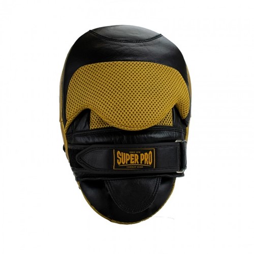 Super Pro Combat Gear Curved Lederen Handpads - Zwart / Goud-3