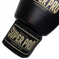 Super Pro Combat Gear Enforcer Lederen (Thai)Bokshandschoenen - Zwart/Goud