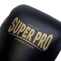 Super Pro Combat Gear Enforcer Lederen (Thai)Bokshandschoenen - Zwart/Goud