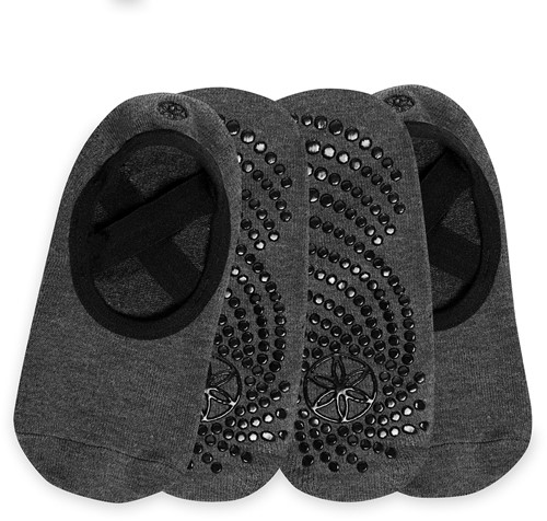 Gaiam Grippy Yoga Barre Socks - Anti-slip Yogasokken - 2-Pack - Granite