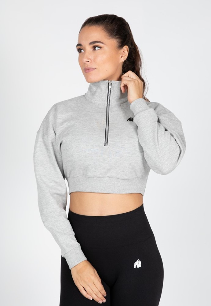 Gorilla Wear Ocala Cropped Half-Zip Sweatshirt - Grijs - S